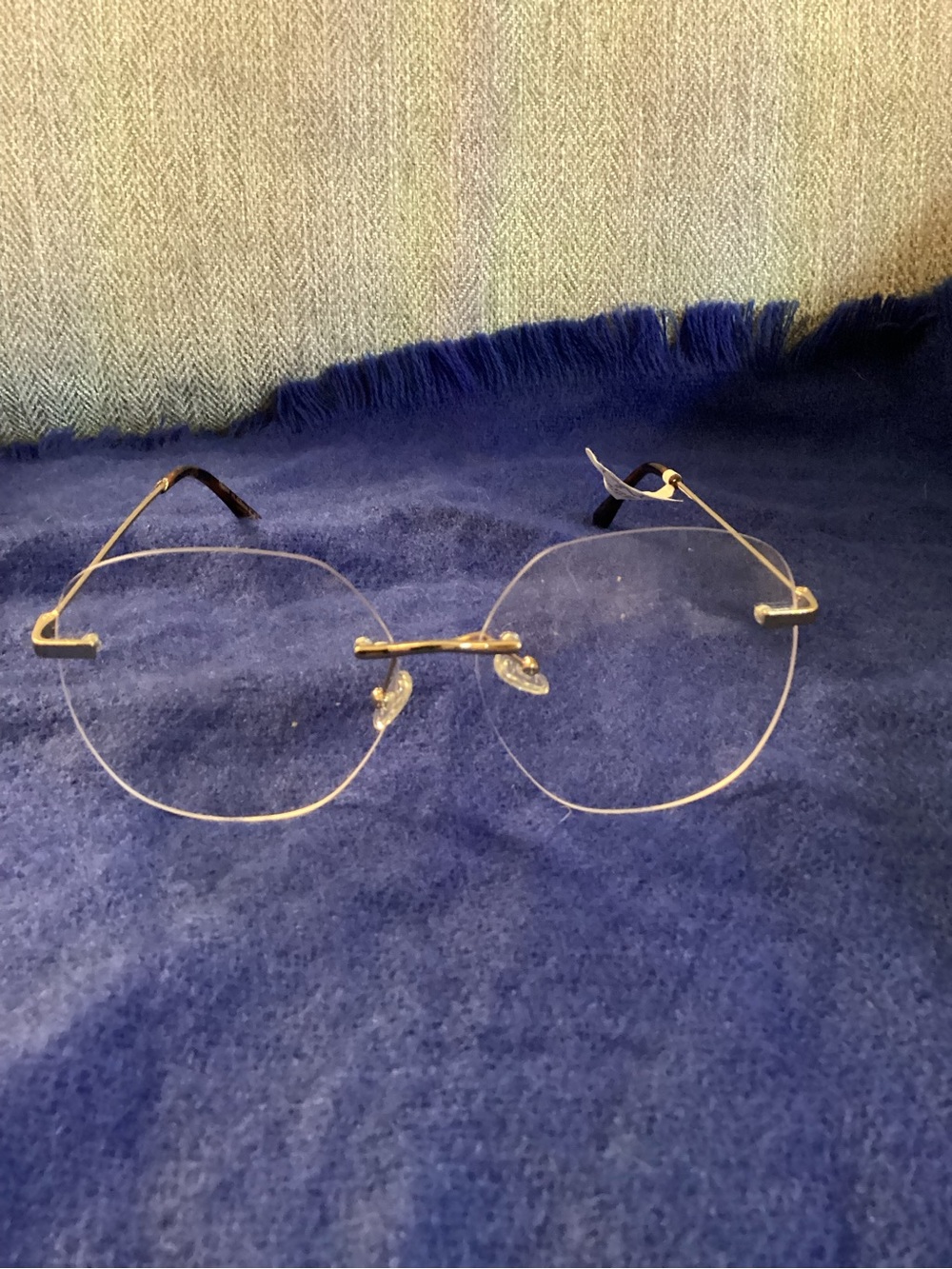 Rimless Round Gold Wireframe Glasses - Clear Lenses